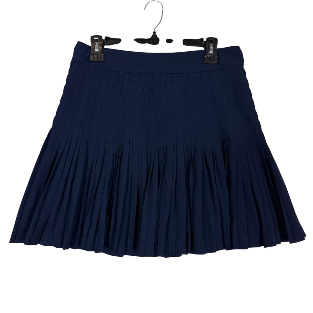 J.Crew Skirt Womens 6 Blue Pleated A-Line Short Lined Polyester Work Career
